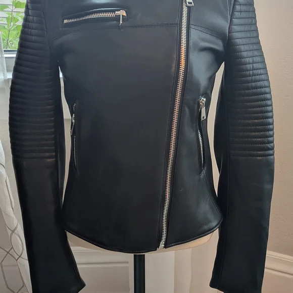 Zara Black Faux Leather Moto Jacket. - Picture 2 of 7